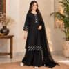 Jet Black 3 Piece Pakistani Dhanak Suit Jet Black 3 Piece Pakistani Dhanak Suit