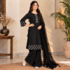 Jet Black 3 Piece Pakistani Dhanak Suit (2) Jet Black 3 Piece Pakistani Dhanak Suit