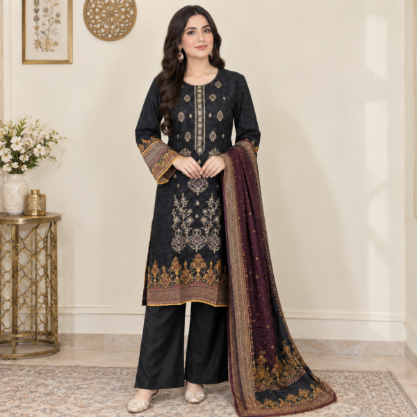 Jet Black Pakistani Linen Suit Wholesale Jet Black Pakistani Linen Suit Wholesale
