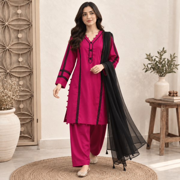 Magenta Wholesale Pakistani Linen Suit Magenta Wholesale Pakistani Linen Suit