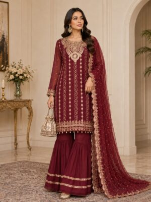 Mahroon chiffon suits wholesale us Mahroon chiffon suits wholesale us