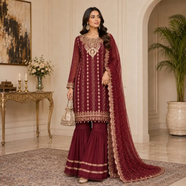 Mahroon chiffon suits wholesale us Mahroon chiffon suits wholesale us