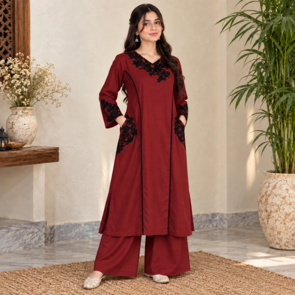 Maroon Dhanak Suit Pakistani USA wholesale Maroon Dhanak Suit Pakistani USA wholesale
