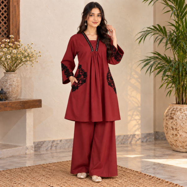 Maroon Wholesale Pakistani Dhanak Suit (2) Maroon Wholesale Pakistani Dhanak Suit