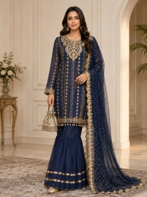 Navy Blue Pakistani Chiffon Suit Wholesale Navy Blue Pakistani Chiffon Suit Wholesale