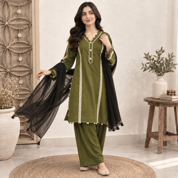 Olive Green Pakistani Linen Suit USA Olive Green Pakistani Linen Suit USA