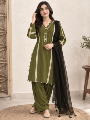 Olive Green Pakistani Linen Suit USA Olive Green Pakistani Linen Suit USA