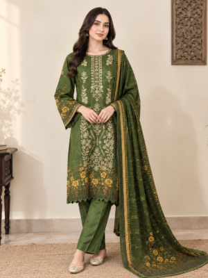 Olive Green Pakistani Linen Suit Olive Green Pakistani Linen Suit