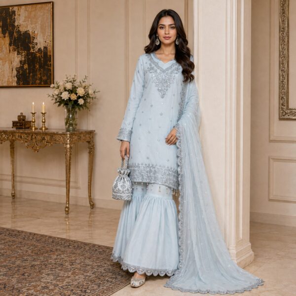 Powder Blue chiffon suits wholesale (2) Powder Blue chiffon suits wholesale
