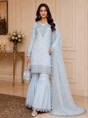 Powder Blue chiffon suits wholesale