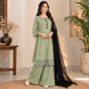 Saga Green 3 Piece Dhanak Suit USA Saga Green 3 Piece Dhanak Suit USA