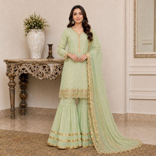 Saga Green chiffon suit wholesale us Saga Green chiffon suit wholesale us