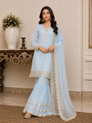Sky Blue pakistani chiffon suit US