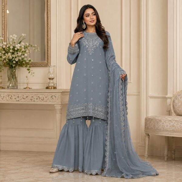 Slate Grey pakistani chiffon suits us (2) Slate Grey pakistani chiffon suits us