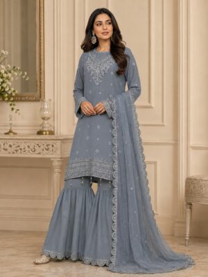 Slate Grey pakistani chiffon suits us