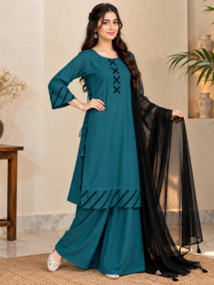 Teal 3 Piece Dhanak Pakistani Suit USA Teal 3 Piece Dhanak Pakistani Suit USA