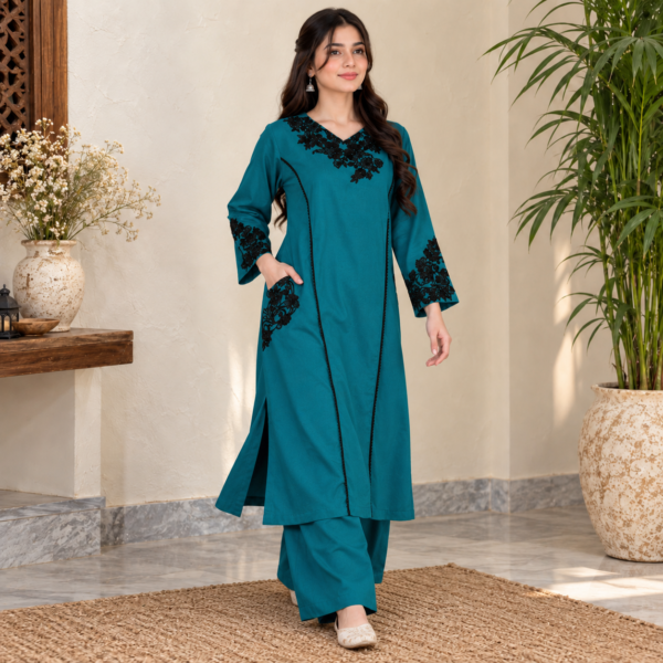Teal Wholesale Pakistani Dhanak Suit Teal Wholesale Pakistani Dhanak Suit