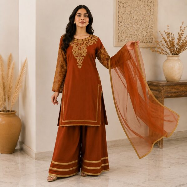 Terracotta pakistani chiffon suits usa (2) Terracotta Pakistani Chiffon Suits US