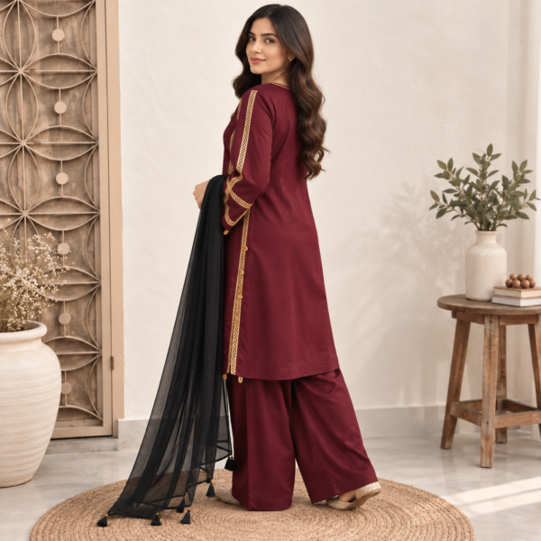 Maroon Wholesale Pakistani Linen Suit Maroon Wholesale Pakistani Linen Suit