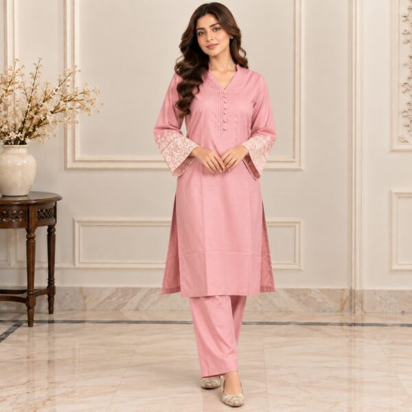 Baby Pink Pakistani Dhanak Suit Baby Pink Pakistani Dhanak Suit