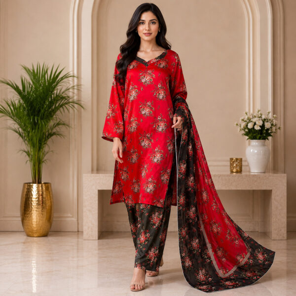 Bright Red Pakistani Silk Suit Wholesale USA Bright Red Pakistani Silk Suit Wholesale USA