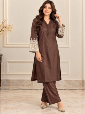 Brown Dhanak Pakistani Suit USA Brown Dhanak Pakistani Suit USA