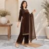Brown Embroidered Velvet Suit USA Brown Embroidered Velvet Suit USA