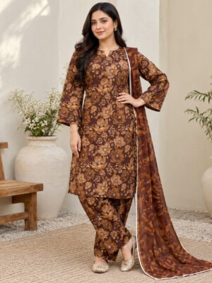 Brown Lawn Pakistani Suit USA Brown Lawn Pakistani Suit USA
