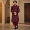 Burgundy Kurta Pajama For Wedding (2) Burgundy Kurta Pajama For Wedding