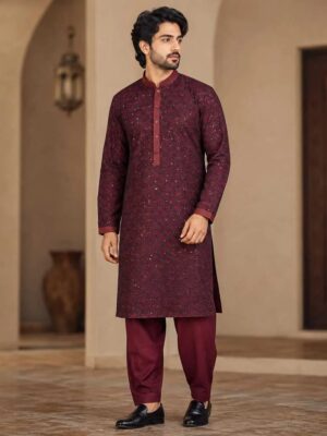 Burgundy Kurta Pajama For Wedding Burgundy Kurta Pajama For Wedding