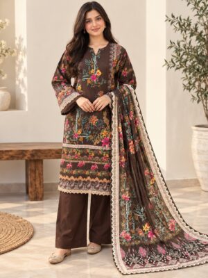Chocolate Brown Pakistani Lawn Suit Chocolate Brown Pakistani Lawn Suit