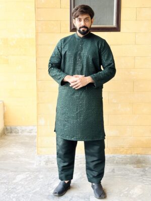 Dark-Green-Kurta Pajama For Wedding Dark-Green-Kurta Pajama For Wedding