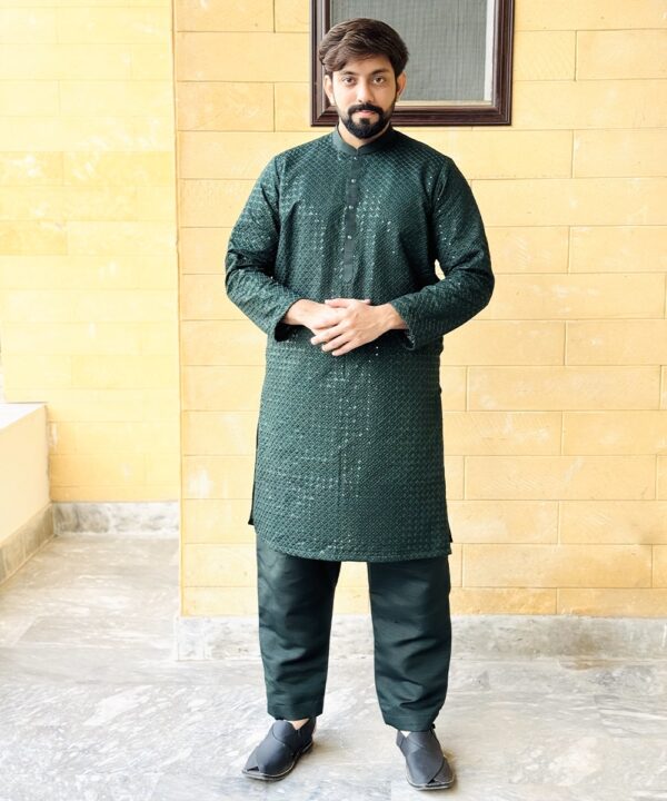 Dark-Green-Kurta Pajama For Wedding Dark-Green-Kurta Pajama For Wedding