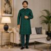Emerald-Green-Kurta Pajama For Wedding Guest (2) Emerald-Green-Kurta Pajama For Wedding Guest