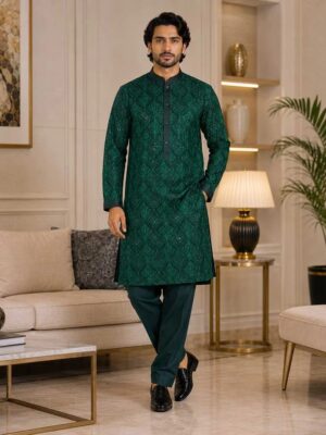Emerald-Green-Kurta Pajama For Wedding Guest Emerald-Green-Kurta Pajama For Wedding Guest