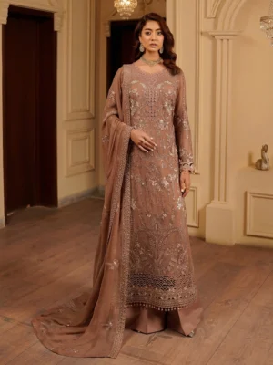 French Beige Pakistani Chiffon Suit USA French Beige Pakistani Chiffon Suit USA