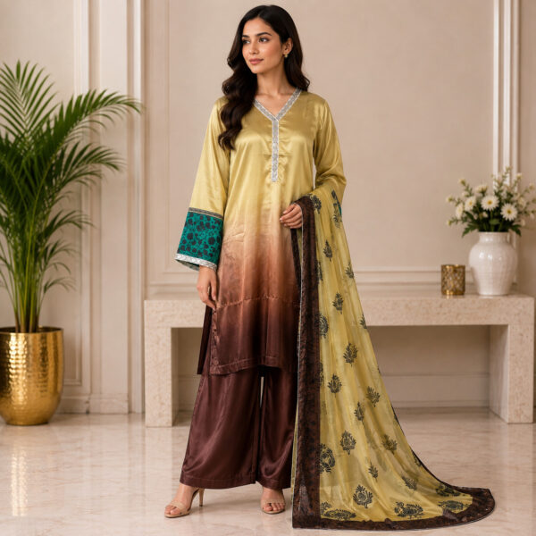 Golden Brown Pakistani Silk Suit USA Golden Brown Pakistani Silk Suit USA