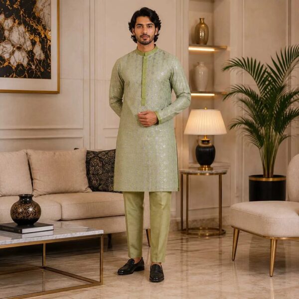 Grey Olive Kurta Pajama For Wedding Guest Grey Olive Kurta Pajama For Wedding Guest