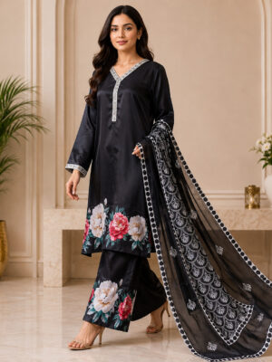 Jet Black Pakistani Silk Suit USA (2) Jet Black Pakistani Silk Suit USA