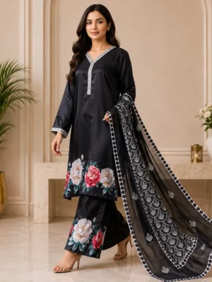 Jet Black Pakistani Silk Suit USA (2) Jet Black Pakistani Silk Suit USA