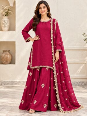 Maroon Pakistani Wedding Party Wear