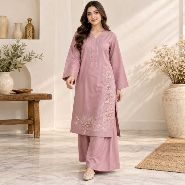 Mauve Dhanak Pakistani Suit USA (2) Mauve Dhanak Pakistani Suit USA