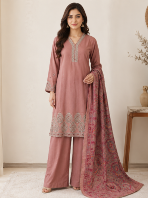Mauve Pakistani Dhanak Suit Wholesale Mauve Pakistani Dhanak Suit Wholesale