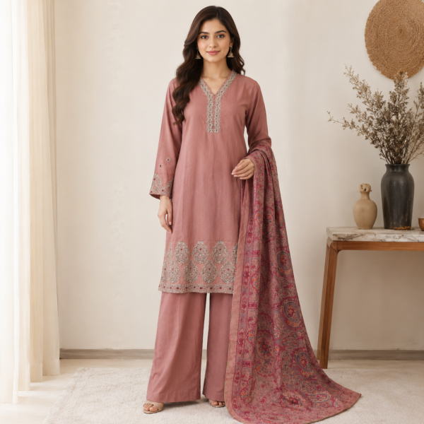 Mauve Pakistani Dhanak Suit Wholesale Mauve Pakistani Dhanak Suit Wholesale