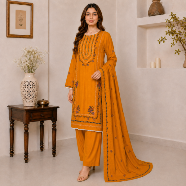 Mustard Yellow wholesale pakistani dhanak suit (2) Mustard Yellow wholesale pakistani dhanak suit