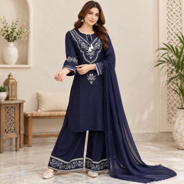 Navy Blue Dhanak Suit USA Navy Blue Dhanak Suit USA