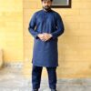 Navy-Blue-Kurta Pajama For Wedding Guest Navy-Blue-Kurta Pajama For Wedding Guest