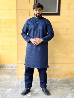 Navy-Blue-Kurta Pajama For Wedding Guest Navy-Blue-Kurta Pajama For Wedding Guest