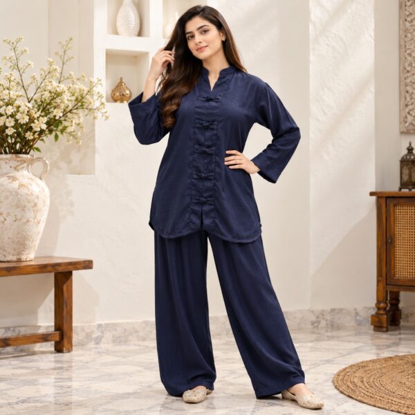 Navy Blue Pakistani Dhanak Suit Navy Blue Pakistani Dhanak Suit