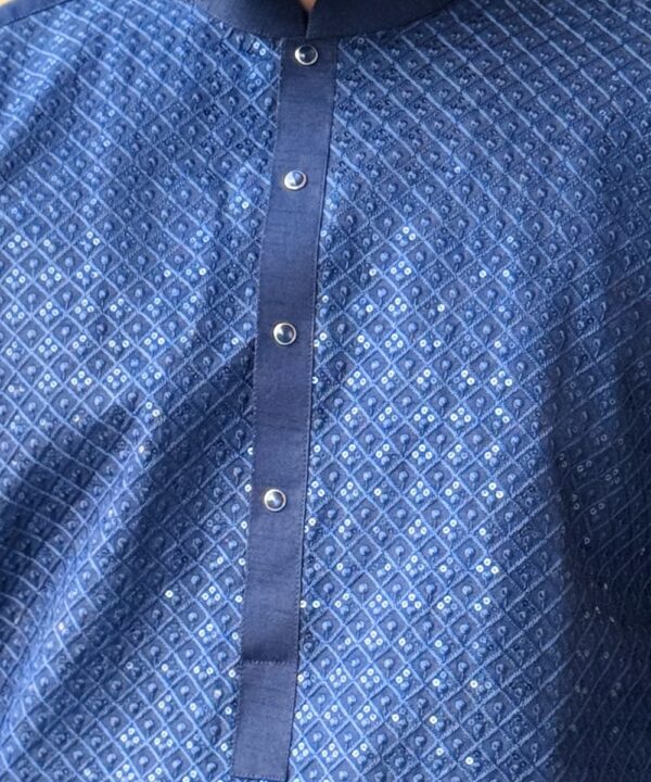 Navy-Blue-kurta-pajama-for-wedding-party-3 Navy-Blue-Kurta Pajama For Wedding Guest